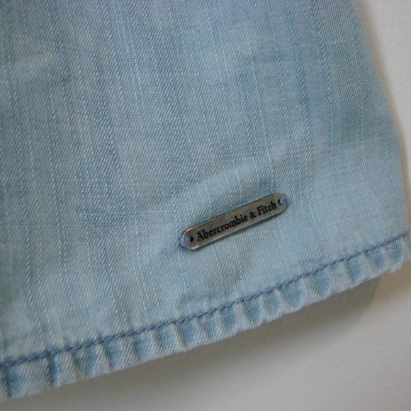 Ambercrombie & Fitch Shorts Romper Smock Top Ruched Blue Chambray Boho Small - Picture 14 of 14